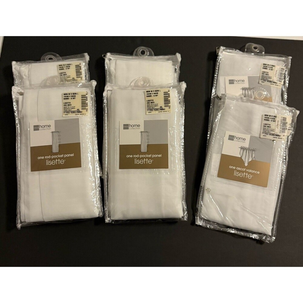 JC Penney Home 60 x 63 Lisette Sheer Cool White Rod Pocket Panels Set Of 4